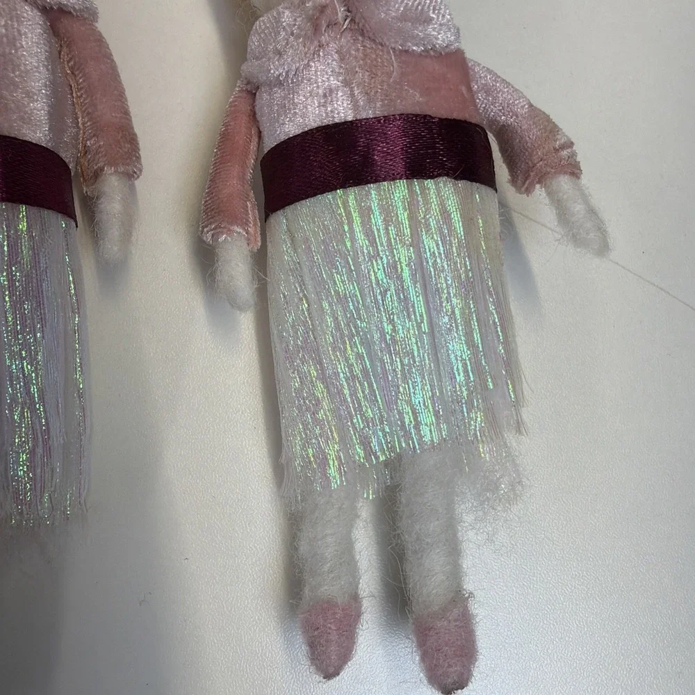 Wondershop Target Set/2 Ornaments Girl Blonde Ballerina Iridescent Pink Felt